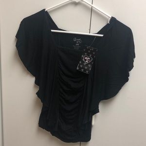 NWT FLOWERS BY ZOE GIRLS BLACK DRAPE TOP